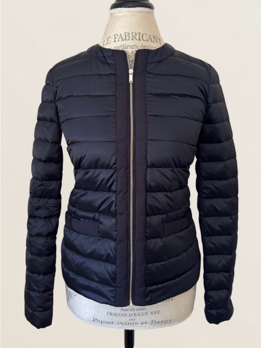 Massimo Dutti Navy Quilted Lightweight Puffer Jacket